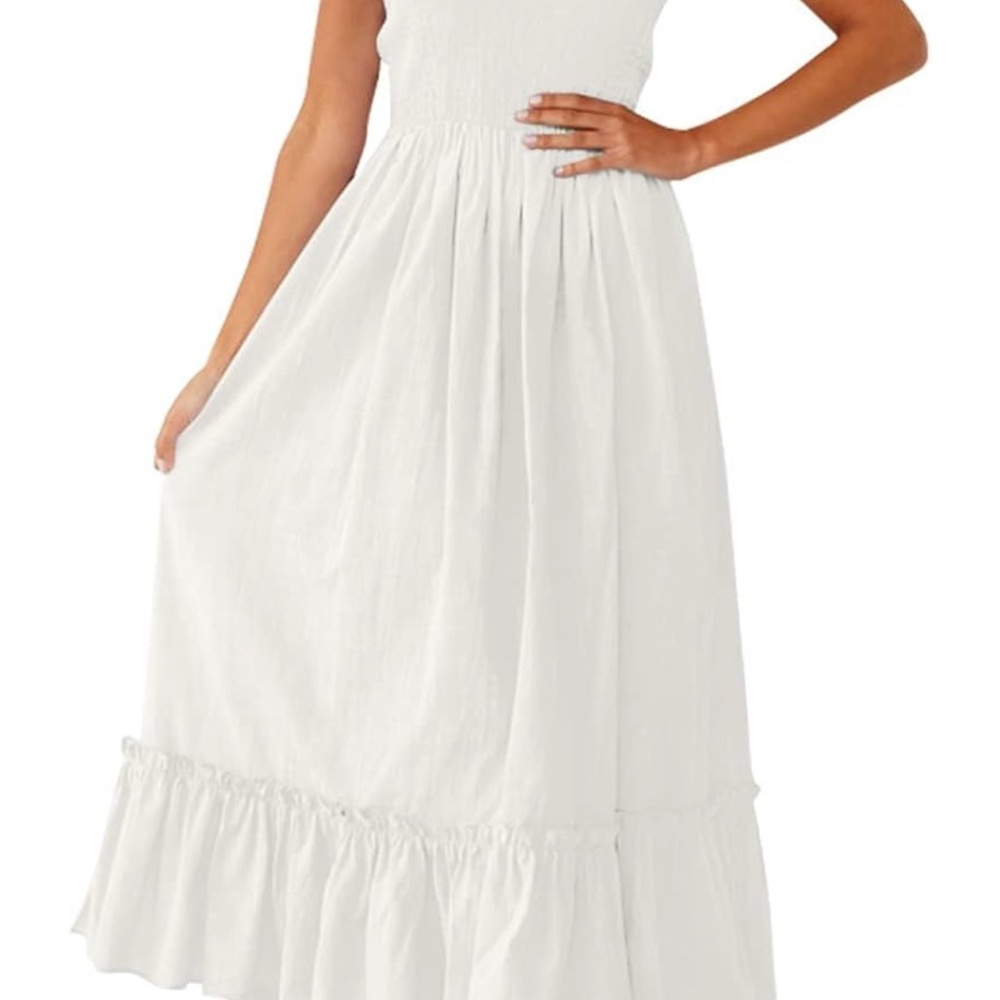 Stylish White Sleeveless Maxi Dress